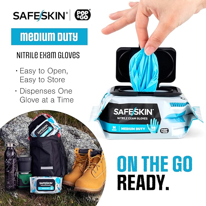 SAFESKIN Disposable Nitrile Gloves in POP-N-GO Pack Medium Duty, Powder-Free - Image 3