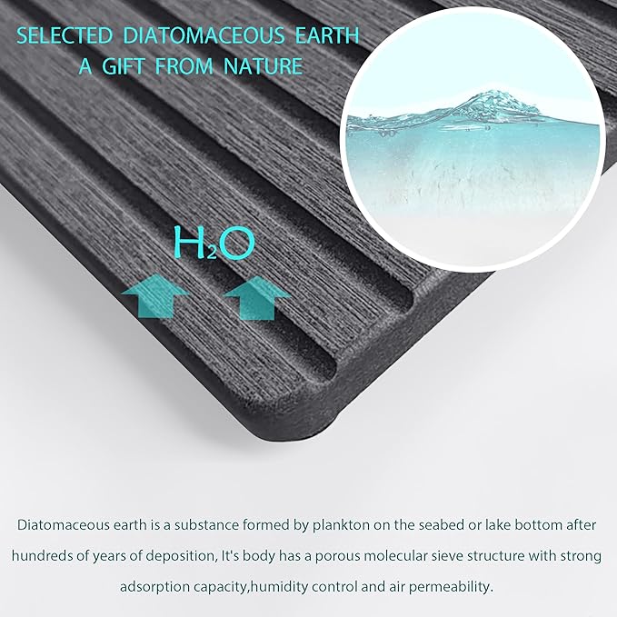 2 PCS Water Absorbent diatomite Coasters, 7.1" x 3.5" Water Absorbing Stone Tray - Image 2