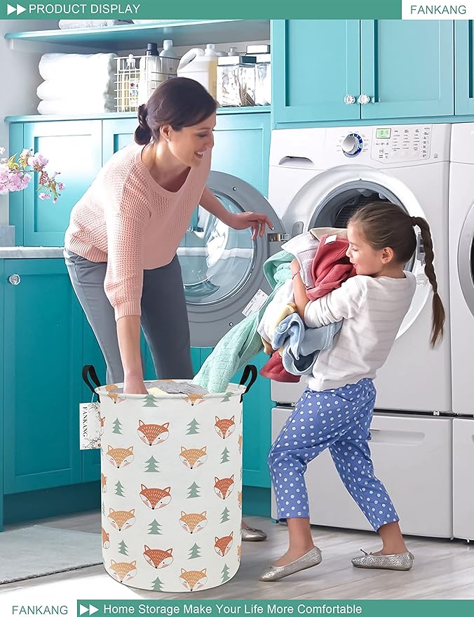 FANKANG Storage Basket, Nursery Hamper Canvas Laundry Basket Foldable - Image 5