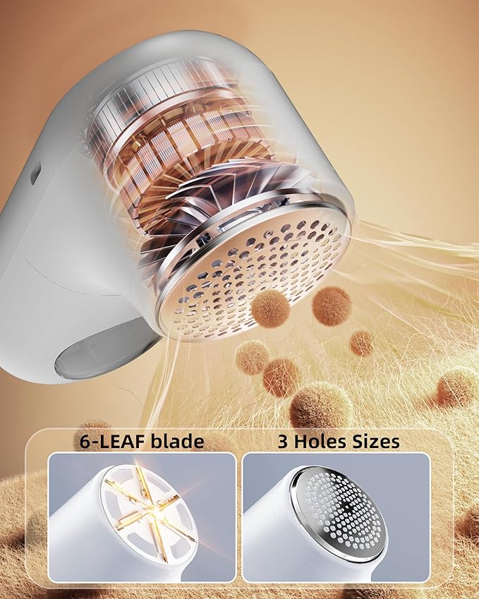 Fabric Shaver Lint Remover for Clothes, LED Display, 6-Leaf Blades, - Image 4