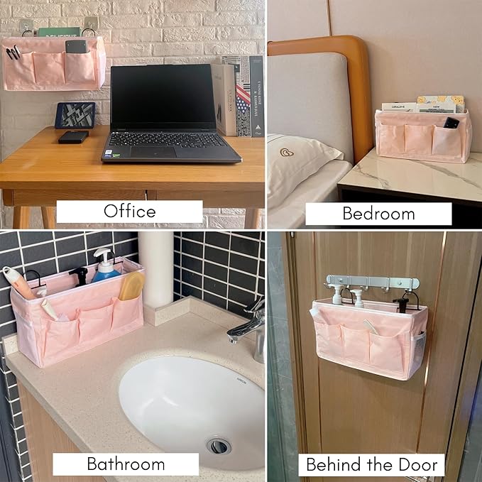 2pcs Light-Style Wall Hanging Storage Bag, Linen Fabric Door Hanging Organizer - Image 2