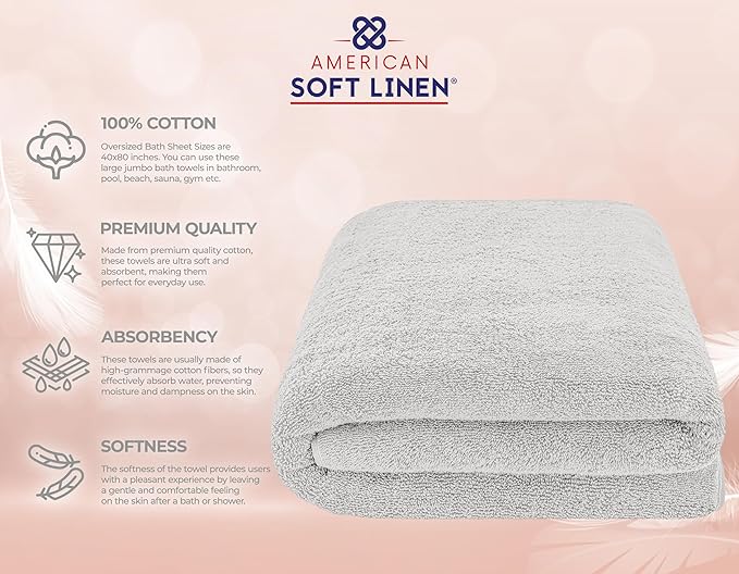 American Soft Linen 100% Cotton 600 GSM Turkish 40x80 Oversized Bath Towel Sheet - Image 4