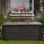Keter Westwood 150 Gallon Deck Box Organizer, Doubles as 2-Person Bench Seat, Brown – Large Resin Outdoor Storage and Seating with Lockable Lid for Garden, Pool, and Patio - Image 6
