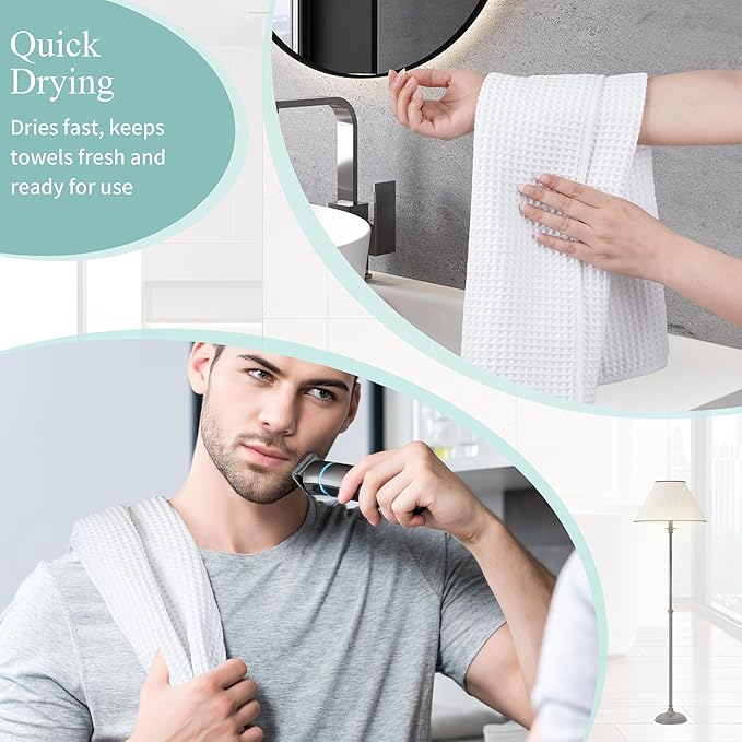 Microfiber Waffle Hand Towels, 4 Pieces, Fast Drying, Lint Free 430 GSM - Image 5