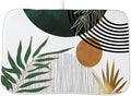 Mid Century Dish Drying Mat 18x24 Inch Boho Green Gold Tropical Leaf Sunset by OFIRD