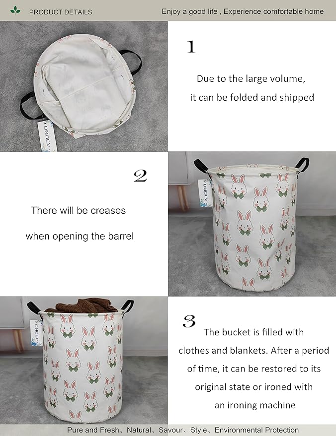 Round waterproof laundry basket, foldable storage basket, laundry Hampers - Image 5