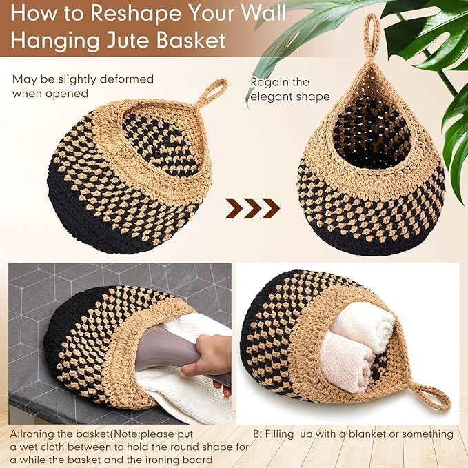 Honeydak Boho Decor Hanging Wall Baskets - Image 4
