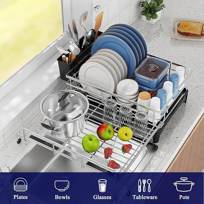 Large Dish Drying Rack, Extendable Dish Rack - Image 8