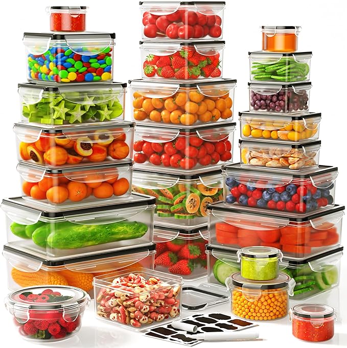 52 PCS Food Storage Containers Set by JSCARESFINDBEAUTYINLIFE