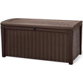 Keter Borneo 110 Gallon Resin Deck Box - Organization and Storage for Patio Furniture, Outdoor Cushions, Throw Pillows, Garden Tools and Pool Toys, Brown by Keter