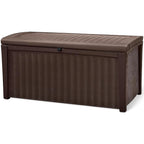 Keter Borneo 110 Gallon Resin Deck Box - Organization and Storage for Patio Furniture, Outdoor Cushions, Throw Pillows, Garden Tools and Pool Toys, Brown by Keter