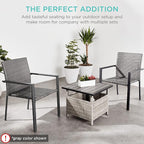 Best Choice Products Set of 2 Stackable Outdoor Wicker Dining Chairs All-Weather Firepit Armchair w/Armrests, Steel Frame for Patio, Deck, Garden, Yard - Brown - Image 7