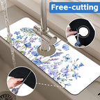 Watercolor Floral Butterfly Sink Faucet Absorbing Mat Sink Splash Guard Faucet - Image 7