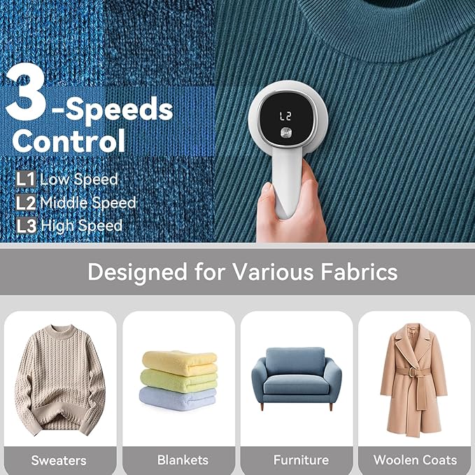 Rechargeable Fabric Shaver for Clothes: 6-Leaf Blades & 3 Speeds to Remove - Image 3