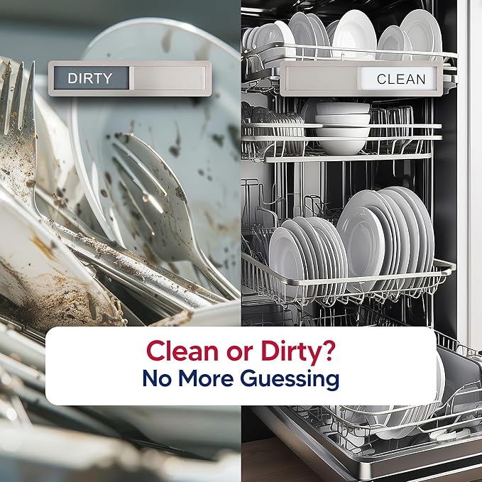 HIC Kitchen Dishwasher Clean Dirty Indicator Magnet, 18/8 Stainless Steel - Image 3