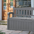 Devoko 80 Gallon Storage Bench Deck Box Lockable for Patio Furniture, Garden Decor and Outdoor Seating for Cushions, Garden Tools and Pool Supplies (Grey) - Image 4