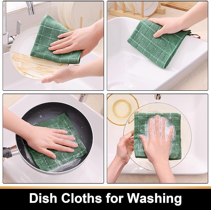 Mordimy 100% Cotton Terry Cloth Dish Cloths, Soft and Absorbent Checkered Dish - Image 4