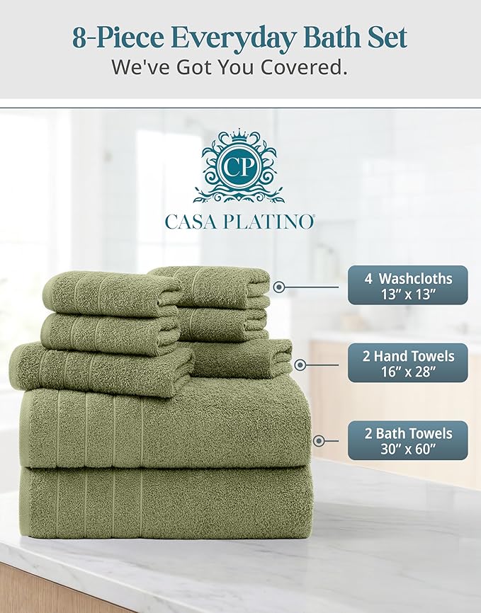 Casa Platino 100% Cotton Hotel Bath Towel Set - Image 4