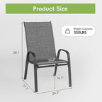 Patio Chairs Set of 6, Stackable Outdoor Dining Chairs for All Weather, Metal Modern Outside Furniture Chair for Pool Side, Garden, Backyard Deck, Dark Grey - Image 3
