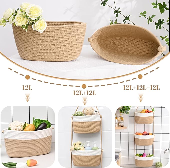 Hanging Basket, 3-Tier Wall Baskets, Over the Door Organizer - Image 3