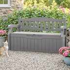 Homall 75 Gallon Outdoor Storage Benches Lockable Deck Box with Waterproof and UV Resistant, Waterproof Storage Box for Patio Furniture, Tools, Cushions (Grey) - Image 2
