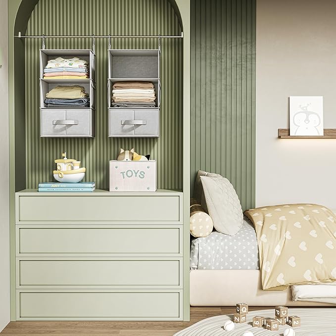 Vailando 3-Shelf Hanging Closet Organizer, Baby Clothes Storage and Organization - Image 2