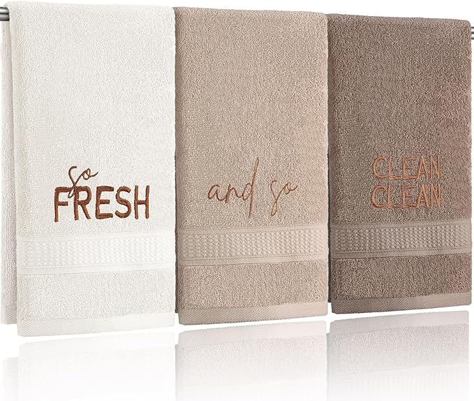 3 Pcs So Fresh and So Clean Clean Farmhouse Decorative Hand Towels by FuWeave