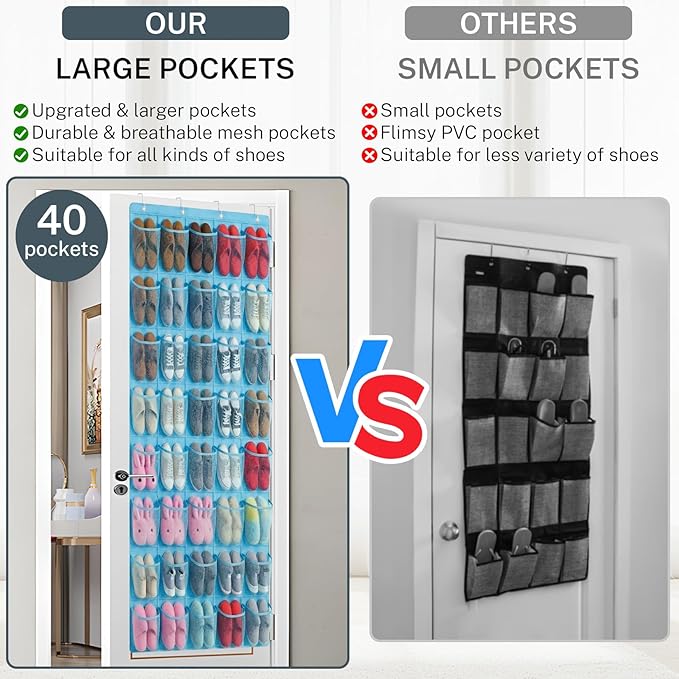 40-Pocket Over the Door Shoe Organizer - Image 6