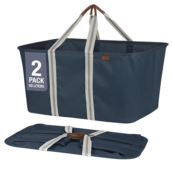 CleverMade Collapsible Laundry Tote 2-Pack – Foldable Carry-All Storage Bin by CleverMade