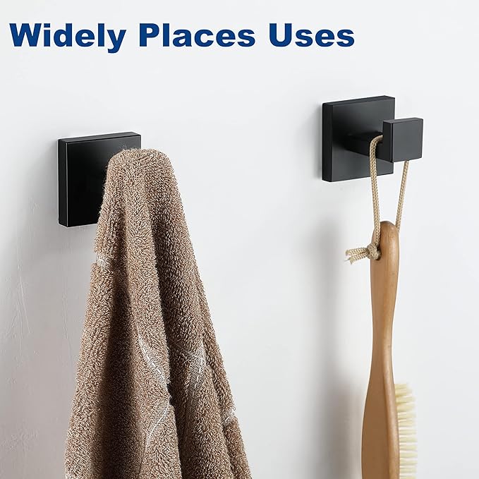 Towel Hooks For Bathrooms, Matte Black Towel Hook For Kitchen Bathroom - Image 2
