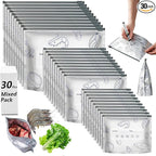 30 Pcs Reusable Mylar Bags for Food Storage, Waterproof Aluminum Foil Stand Up by Unknown