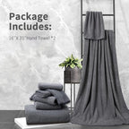 Grey Hand Towels Set 2 Pack-16“x31”, Ultra Soft Microfibers Bathroom Towel Set - Image 7
