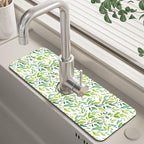 Tropical Eucalyptus Leaves Kitchen Sink Splash Guard Mat Absorbent Fast Drying by Unknown