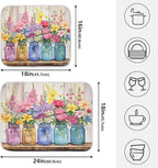 Spring Floral Jars Rustic Dish Drying Mat - Image 2