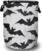 Retro Black White Bat Laundry Basket, Halloween Laundry Hamper Collapsible by ANTJOO