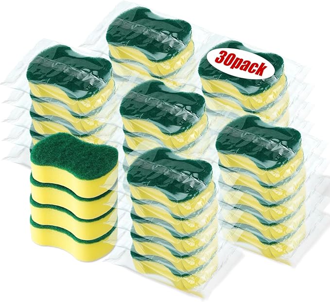 Tanlade 30 Pcs Individually Wrapped Sponges Kitchen Bulk Non Scratch Scouring by Tanlade