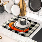 Fall Dish Drying Mat for Kitchen Counter 16x18 Autumn Pumpkin Plaid Theme - Image 5