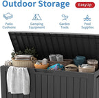 EasyUp 85 Gallon Outdoor Storage Box, Resin Waterproof UV-Resistant Deck Box, Reinforced Stability for Patio, Garden, and Poolside, Striped Black - Image 4