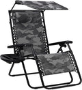 Best Choice Products Folding Zero Gravity Outdoor Recliner Patio Lounge Chair w/Adjustable Canopy Shade, Headrest, Side Accessory Tray, Textilene Mesh - Camouflage by BestChoiceProducts