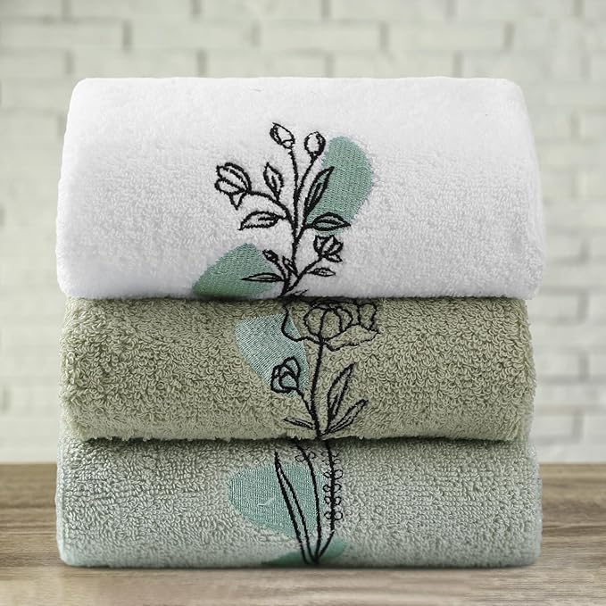 Abstract Botanical Hand Towels Boho Sage Green Botanical Bathroom Decor 14x29 - Image 5