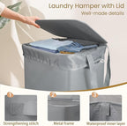 Foldable Laundry Hamper with Lid & Laundry Bag with Drawstring, Portable - Image 3