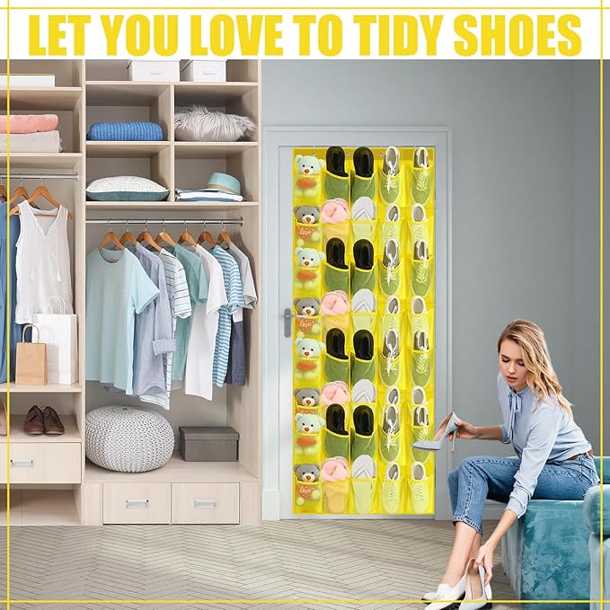 Windyun 40 Over the Door Shoe Organizer Large Mesh Pocket Hanging Shoe Rack - Image 3