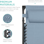 Best Choice Products Folding Zero Gravity Outdoor Recliner Patio Lounge Chair w/Adjustable Canopy Shade, Headrest, Side Accessory Tray, Textilene Mesh - Dusty Blue - Image 5