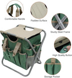 MDSTOP Folding Gardening Stool with Detachable Storage Tote Bag, Gardening Tools Set Organizer for Fishing Outdoor Sports Hiking Camping Garden, Gardening Gifts for Mom/Dad and Gardeners (Polyester) - Image 4