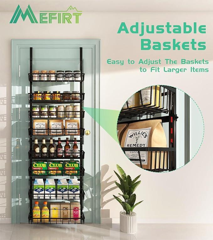 Over The Door Pantry Organizer, Wall Mount Spice Rack, Pantry Hanging Storage - Image 3