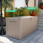 200 Gallon Outdoor Deck Box, Lockable Waterproof Outdoor Storage Boxes For Garden Tools,Indoor Cushions,Accessories Outside Storage Resin Weatherproof Container(Grey) - Image 6