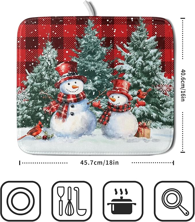 Christmas Snowman Dish Drying Mat - Image 2