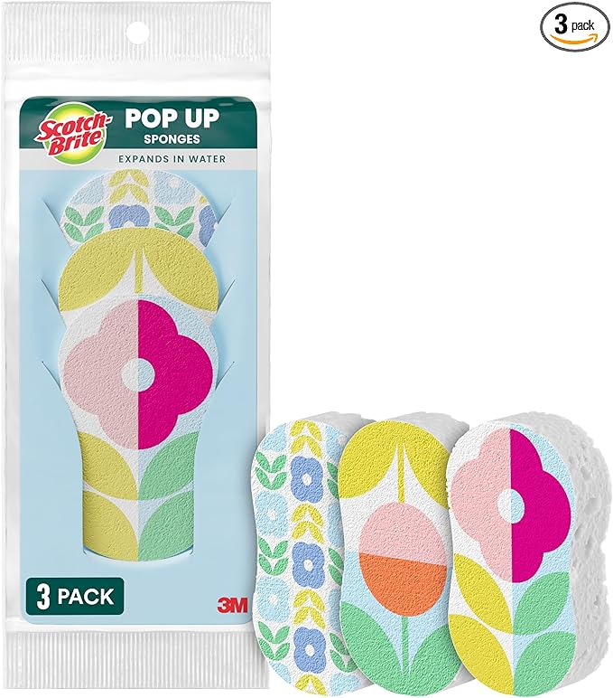 Scotch-Brite Brite Blooms Pop Up Kitchen Sponges, Unique Compressed Kitchen by Scotch-Brite