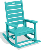 SERWALL Outdoor Rocking Chair, Oversized Rocking Chair with Footrest for Adults, HDPE All Weather Resistant Rocking Chairs for Patio, 350lbs Weight Capacity, Aruba by SERWALL