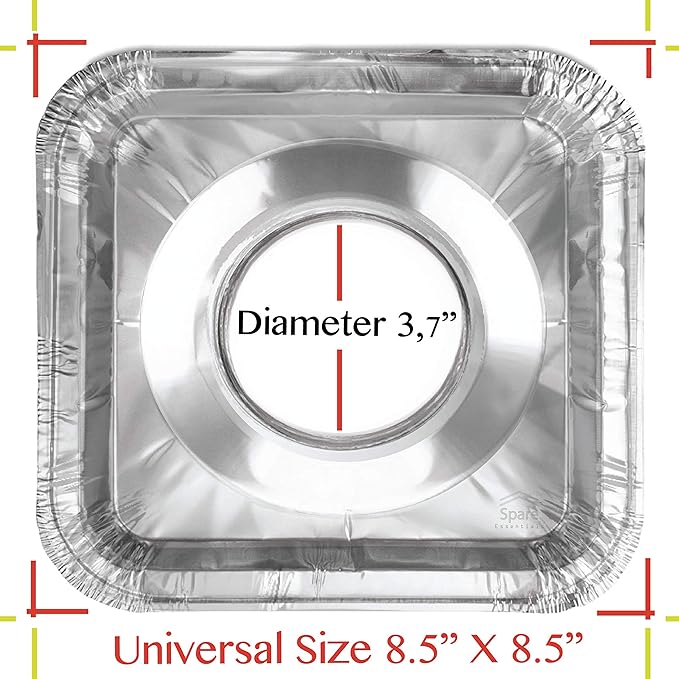 Disposable Gas Burner Liners 50 Pack, Aluminum Foil Square Stove Covers - Image 4